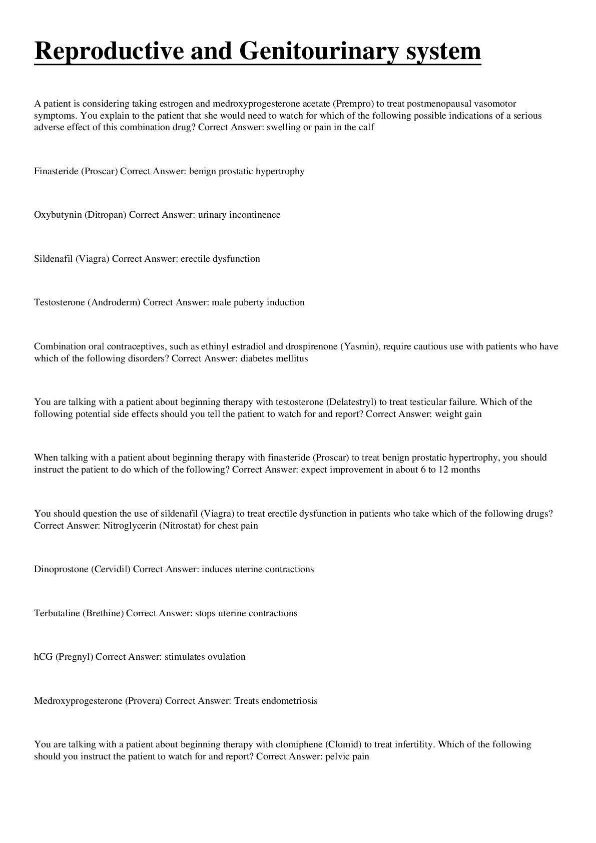 Preview image for Reproductive and Genitourinary system Summary.